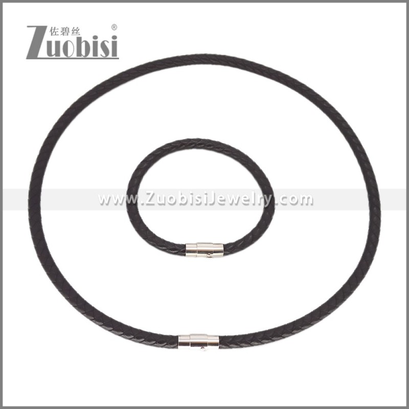 Leather Necklace and Bracelet Set s003097