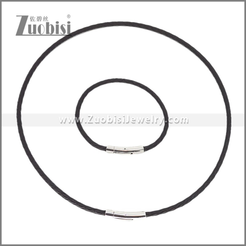Leather Necklace and Bracelet Set s003103