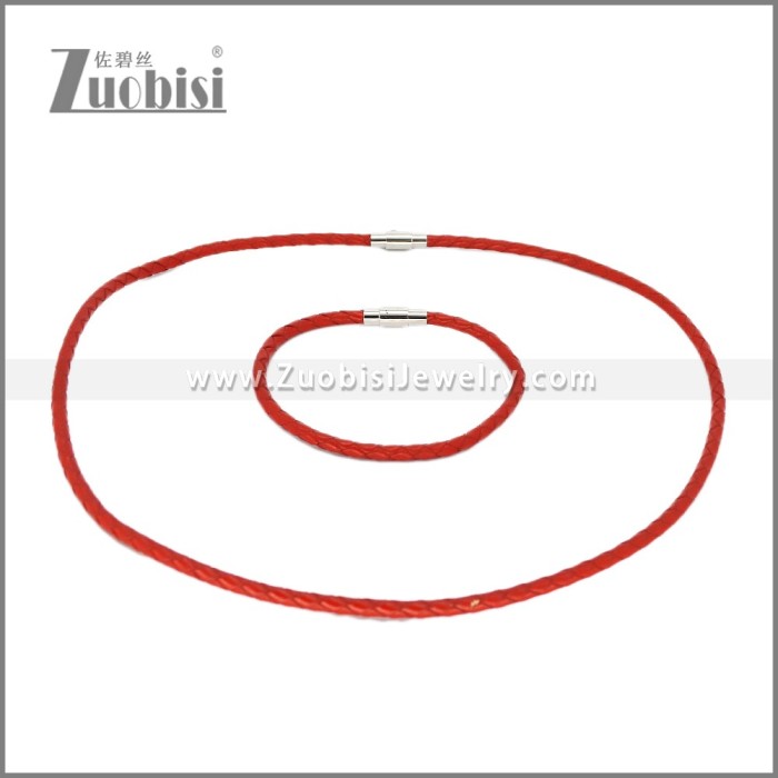 Leather Necklace and Bracelet Set s003105