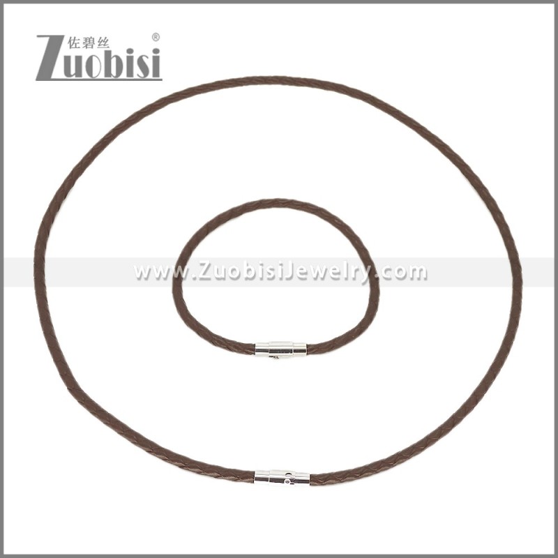 Leather Necklace and Bracelet Set s003104