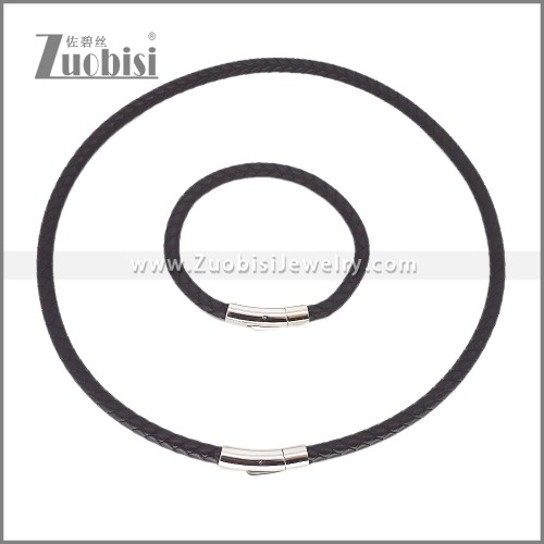 Leather Necklace and Bracelet Set s003112