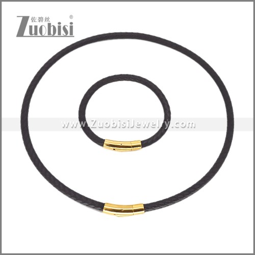 Leather Necklace and Bracelet Set s003111