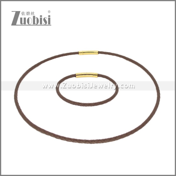 Leather Necklace and Bracelet Set s003098