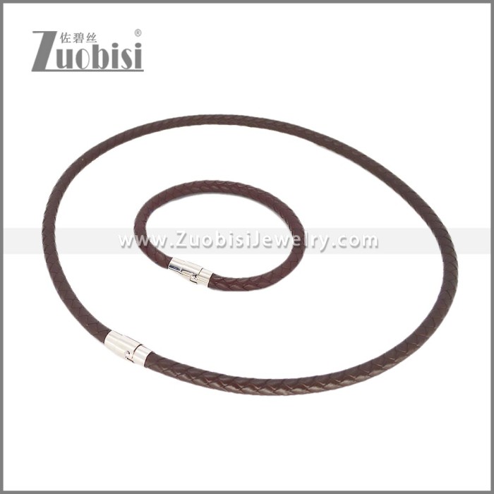 Leather Necklace and Bracelet Set s003096