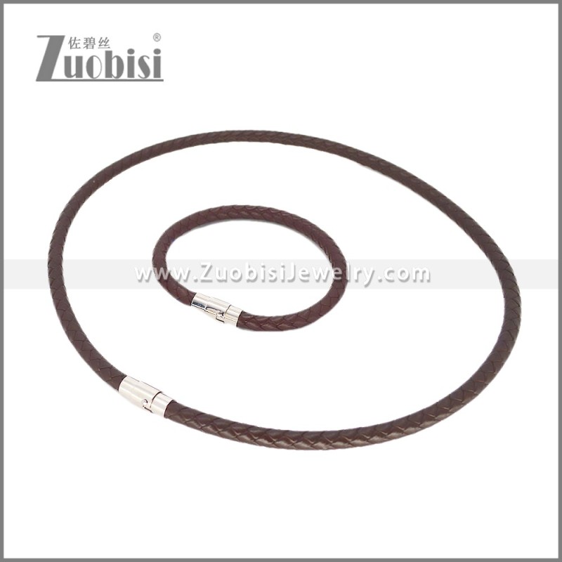 Leather Necklace and Bracelet Set s003096