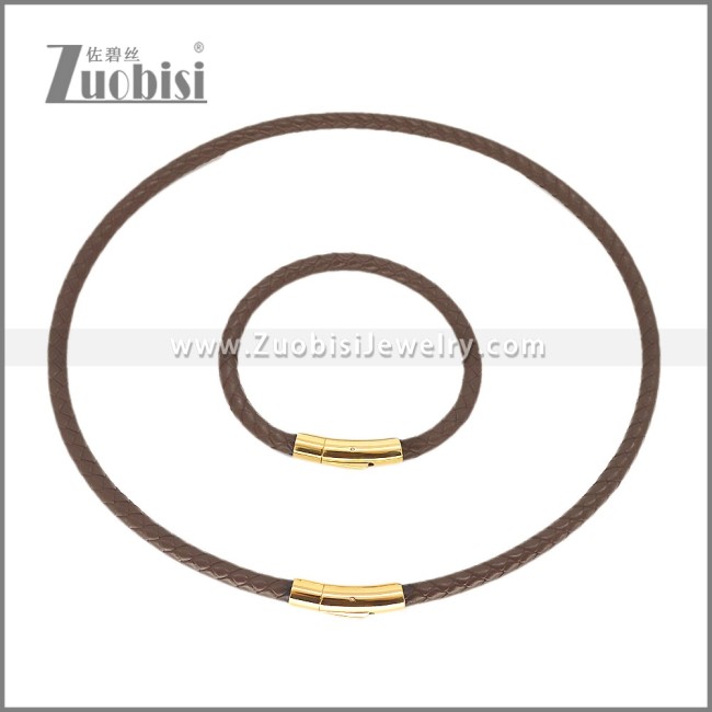 Leather Necklace and Bracelet Set s003107