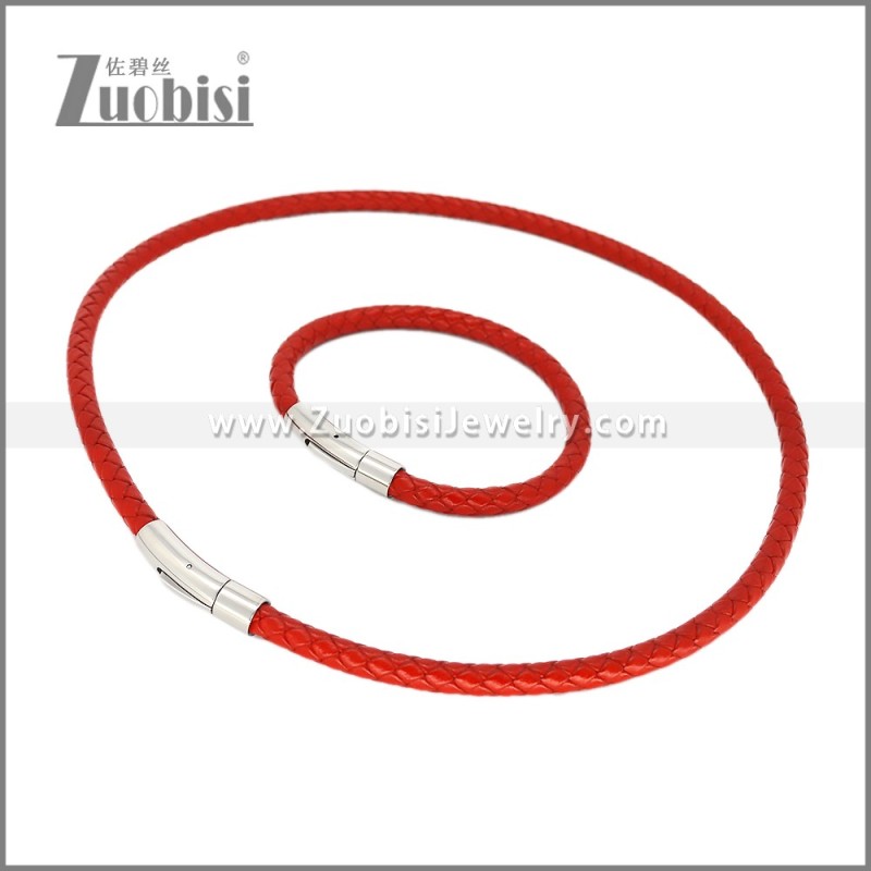 Leather Necklace and Bracelet Set s003110