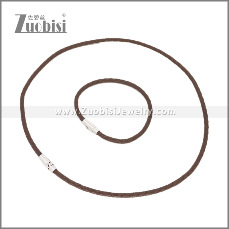 Leather Necklace and Bracelet Set s003104