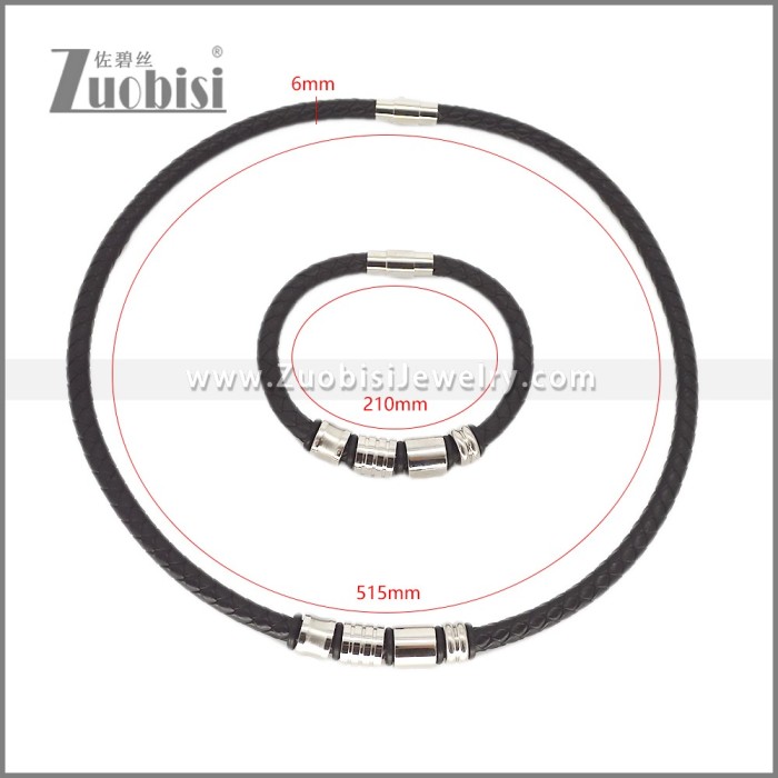 Leather Necklace and Bracelet Set s003120
