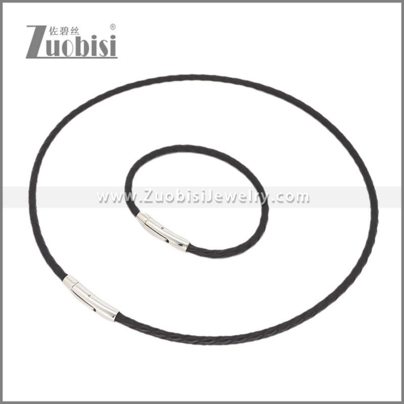 Leather Necklace and Bracelet Set s003103