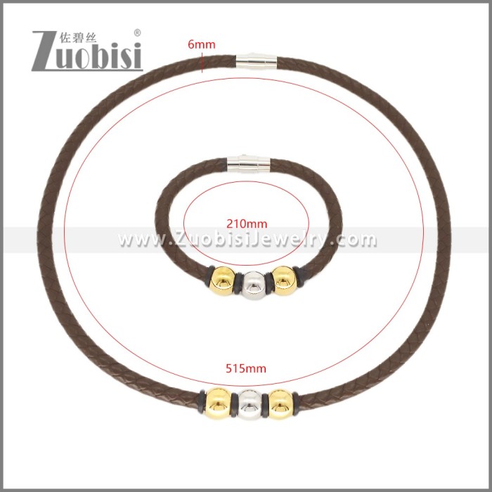 Leather Necklace and Bracelet Set s003116