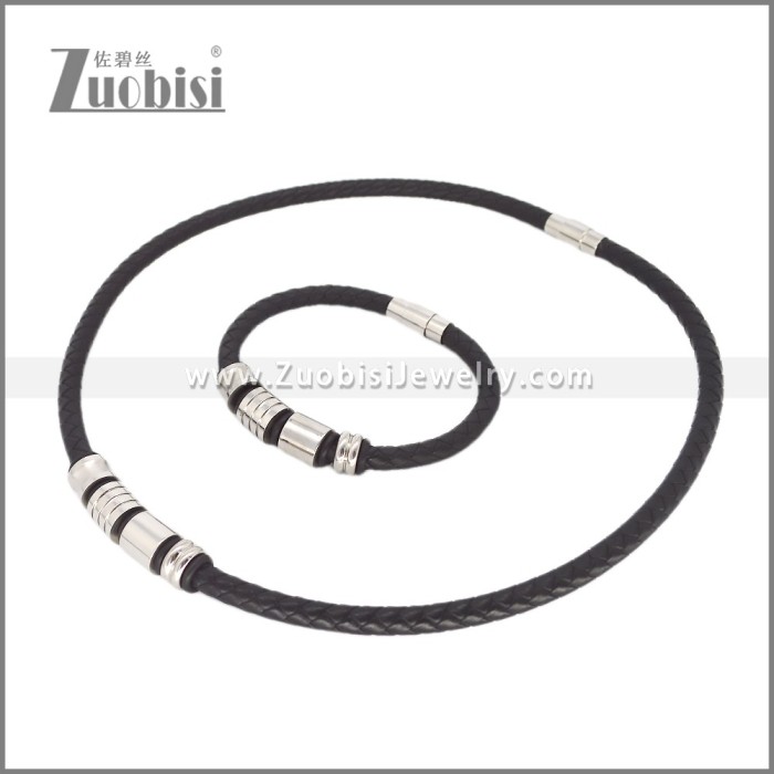 Leather Necklace and Bracelet Set s003120