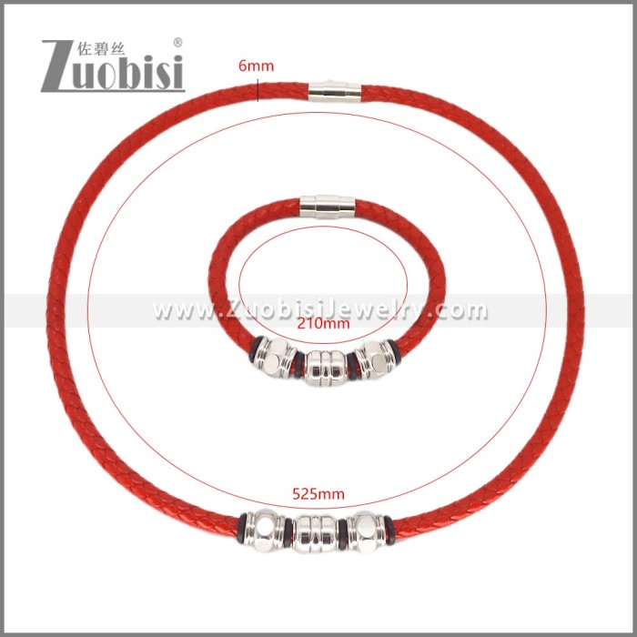Leather Necklace and Bracelet Set s003122