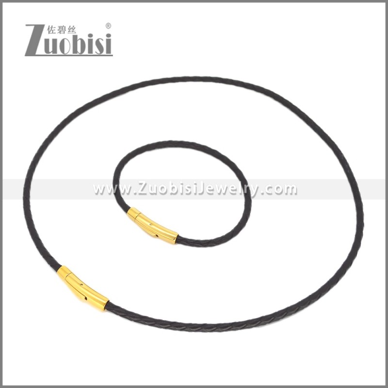 Leather Necklace and Bracelet Set s003102