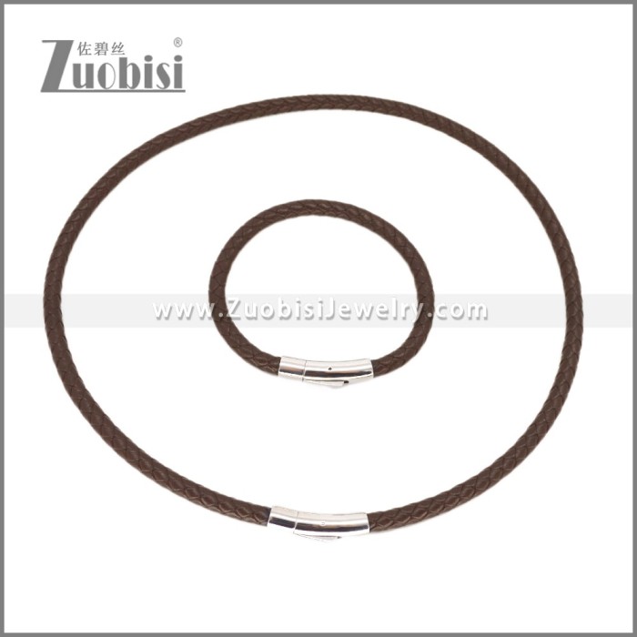 Leather Necklace and Bracelet Set s003108