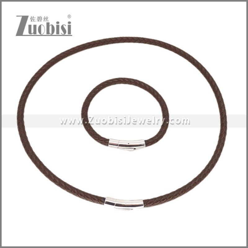 Leather Necklace and Bracelet Set s003108