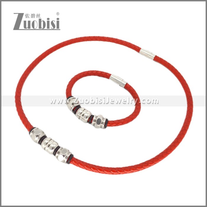 Leather Necklace and Bracelet Set s003122