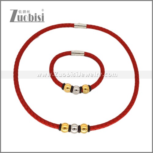 Leather Necklace and Bracelet Set s003117