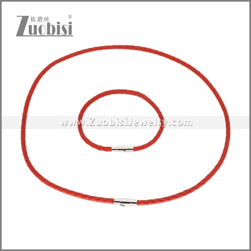 Leather Necklace and Bracelet Set s003105