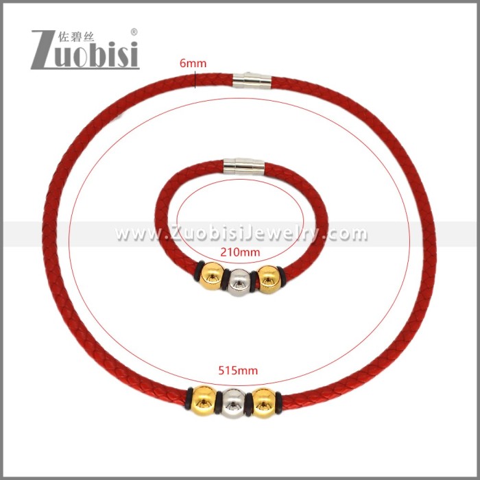 Leather Necklace and Bracelet Set s003117