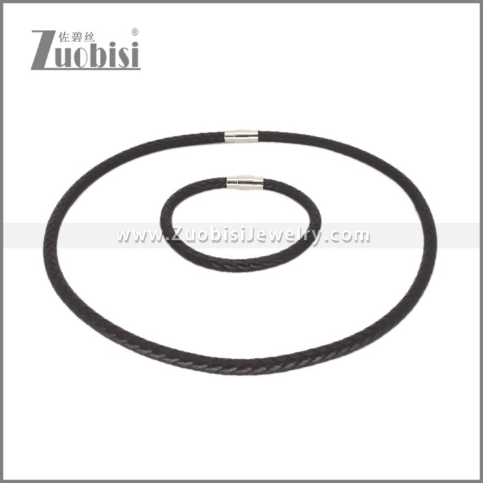 Leather Necklace and Bracelet Set s003097