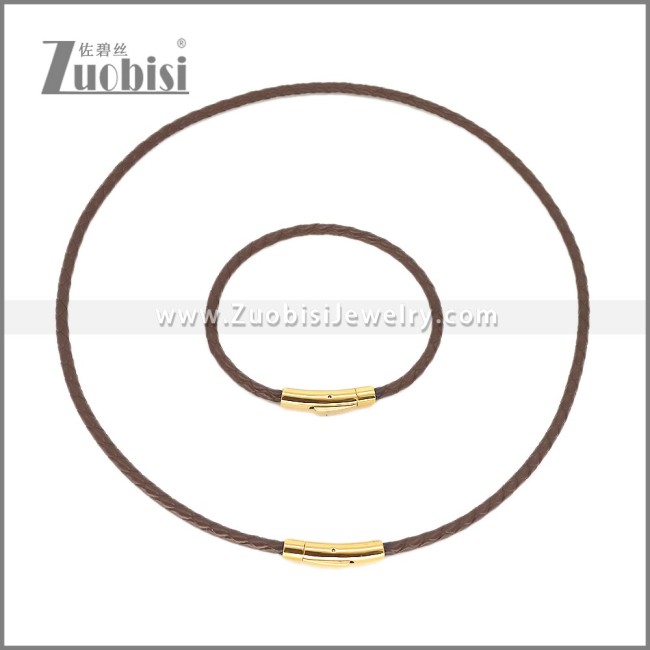 Leather Necklace and Bracelet Set s003098
