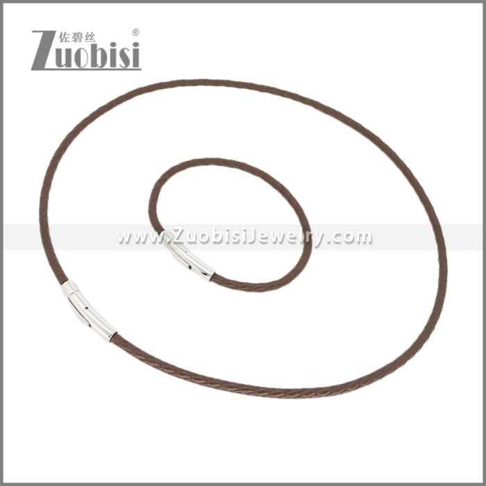 Leather Necklace and Bracelet Set s003099