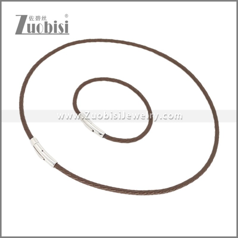 Leather Necklace and Bracelet Set s003099