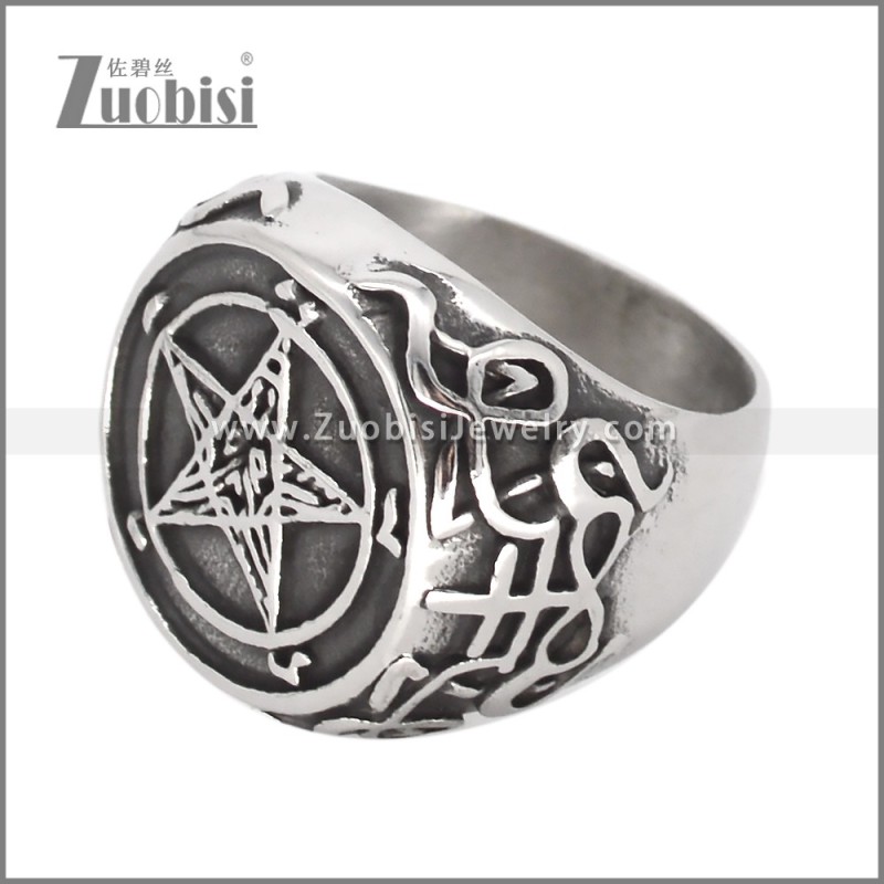 Stainless Steel Mysteries Pentacle Ring r010271