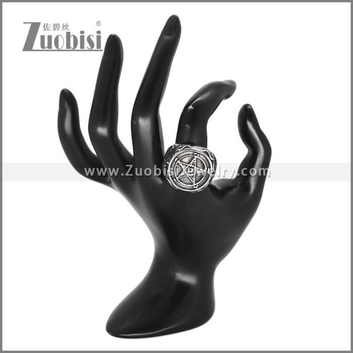 Stainless Steel Mysteries Pentacle Ring r010271
