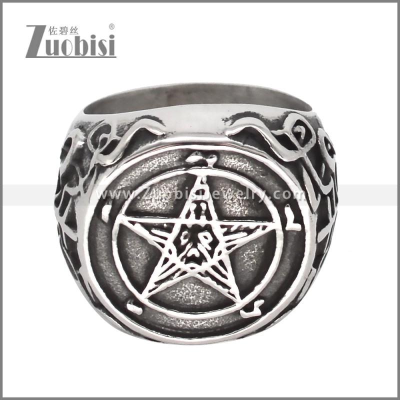 Stainless Steel Mysteries Pentacle Ring r010271