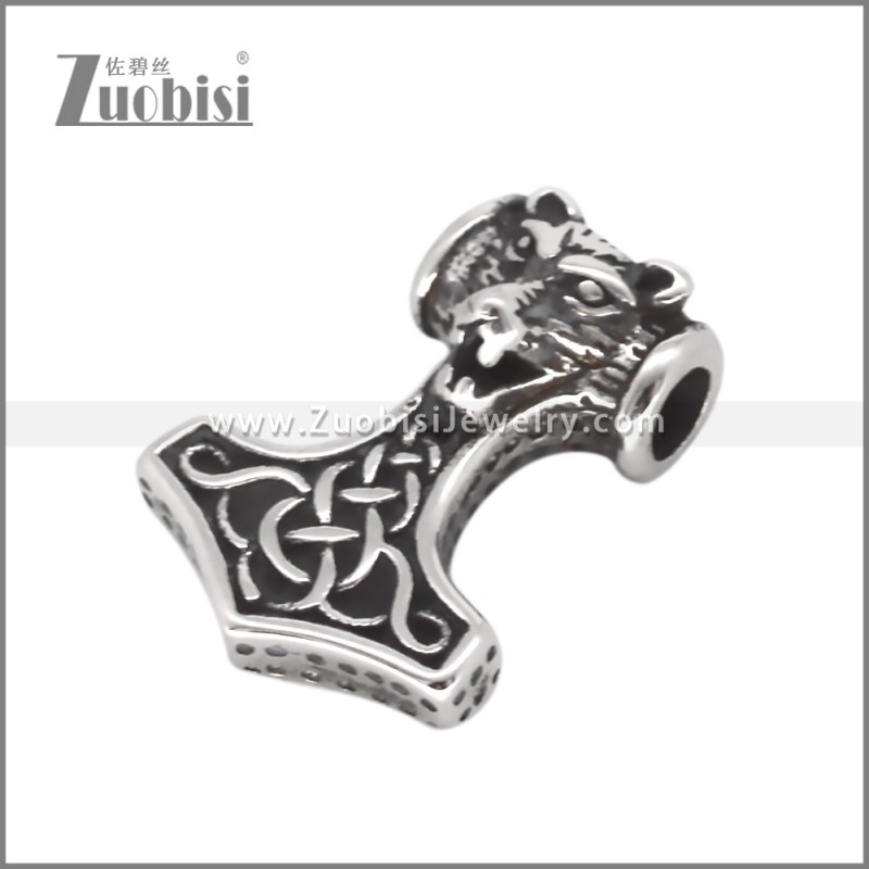 Small Vintage Silver Celtic Wolf Head Stainless Steel Pendant p012635