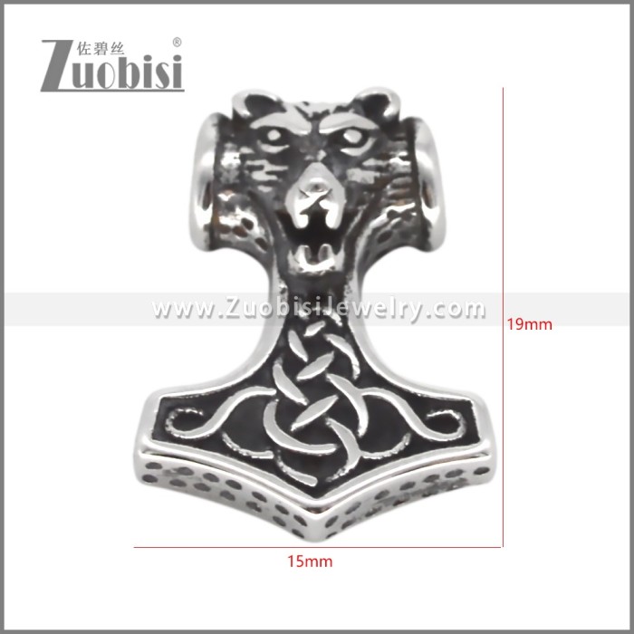 Small Vintage Silver Celtic Wolf Head Stainless Steel Pendant p012635