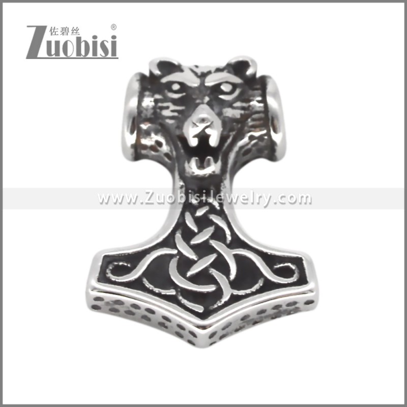 Small Vintage Silver Celtic Wolf Head Stainless Steel Pendant p012635