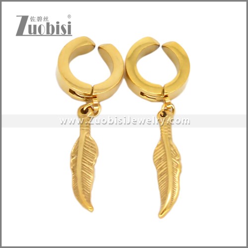 Golden Feather Ear Cuff Earrings Non Pierced e002718G