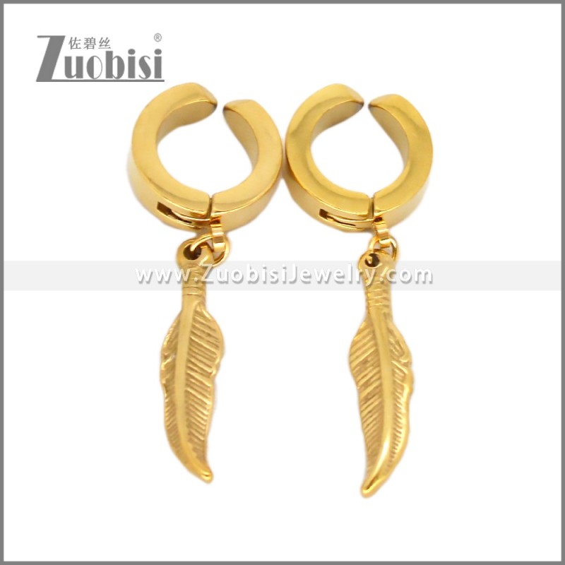 Golden Feather Ear Cuff Earrings Non Pierced e002718G
