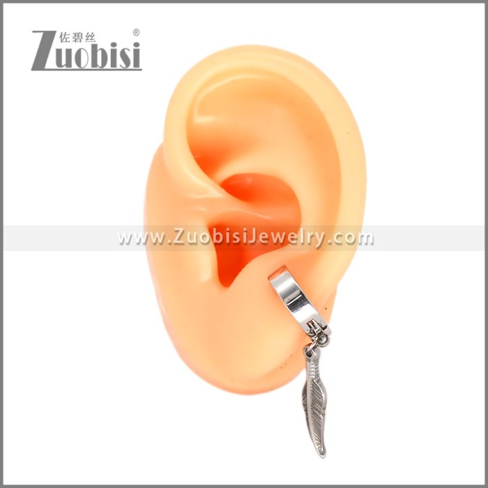 Men Silver Clip on Dangle Earring Non Pierced e002718S