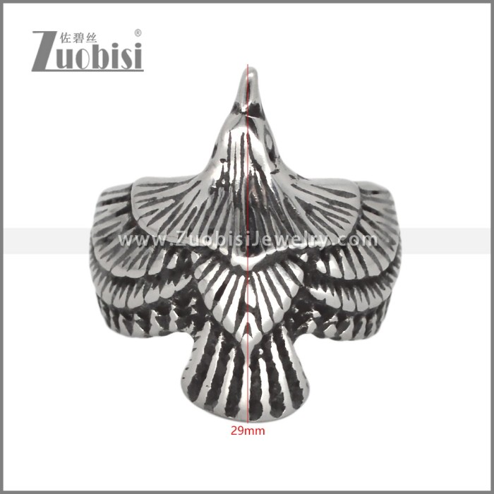 Vintage Silver Stainless Steel Eagle Ring r010366S
