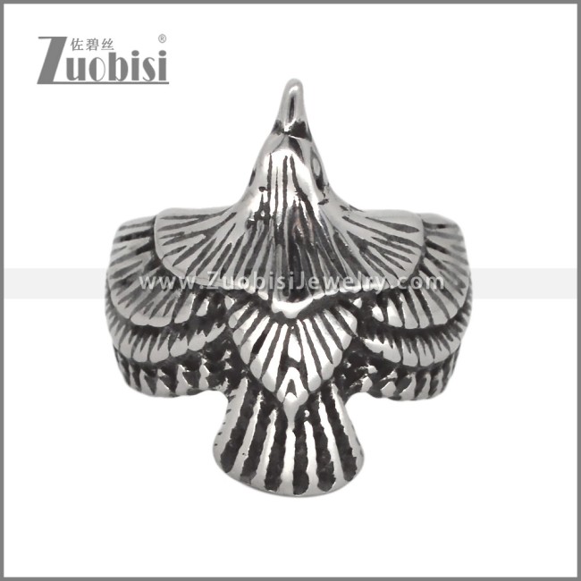 Vintage Silver Stainless Steel Eagle Ring r010366S