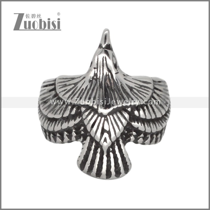 Vintage Silver Stainless Steel Eagle Ring r010366S