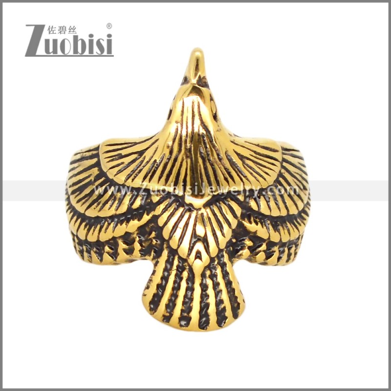 Antique Gold Stainless Steel Eagle Ring r010366G