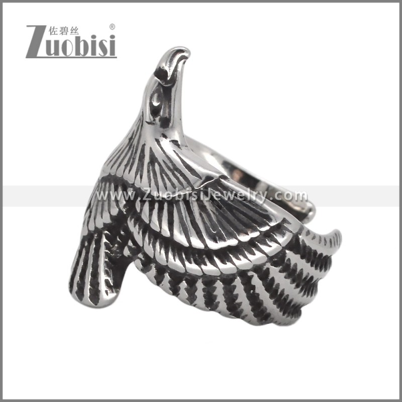 Vintage Silver Stainless Steel Eagle Ring r010366S