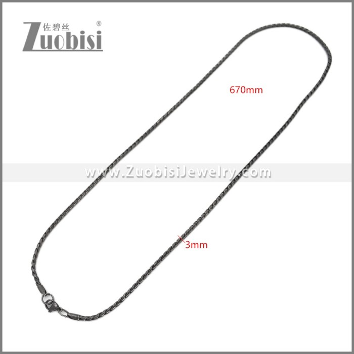 3mm Wide Darkened Stainless Steel Necklace n003655S1