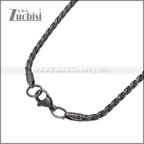 3mm Wide Darkened Stainless Steel Necklace n003655S1