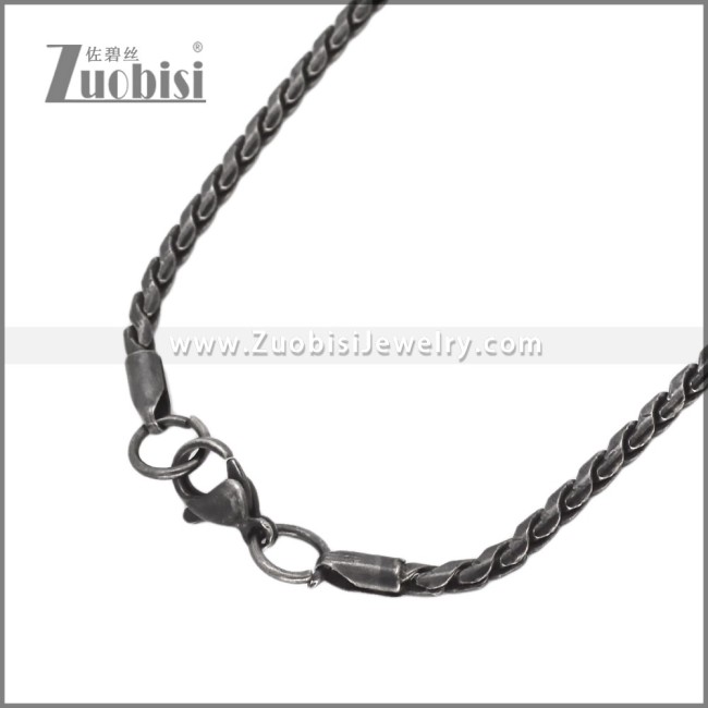 3mm Wide Darkened Stainless Steel Necklace n003655S1