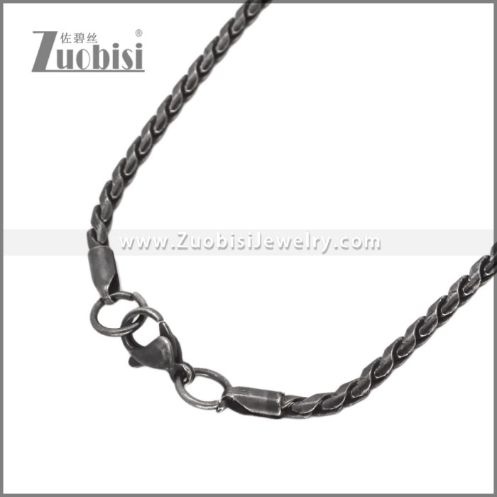 3mm Wide Darkened Stainless Steel Necklace n003655S1