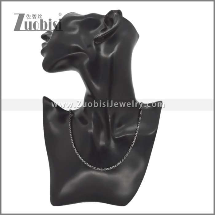 3mm Wide Darkened Stainless Steel Necklace n003655S1