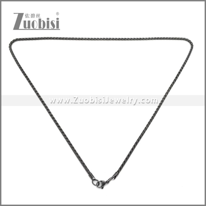 3mm Wide Darkened Stainless Steel Necklace n003655S1