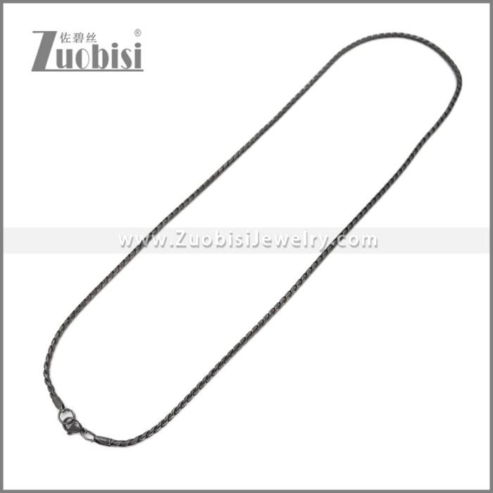 3mm Wide Darkened Stainless Steel Necklace n003655S1