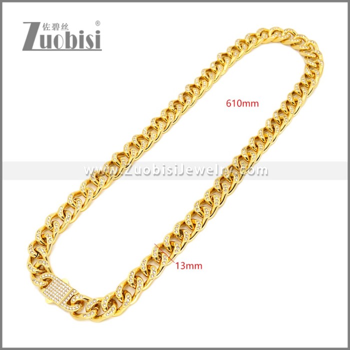 13mm Iced Out Hiphop Stainless Steel Miami Cuban Link Chain Necklace n003652G